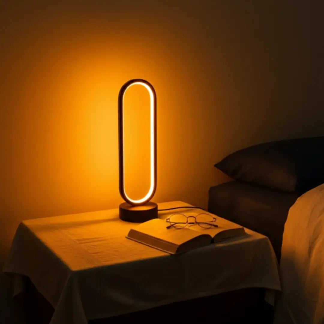 LED Ring Tischlampe – Minimalistische USB Nachttischlampe mit Dimmfunktion