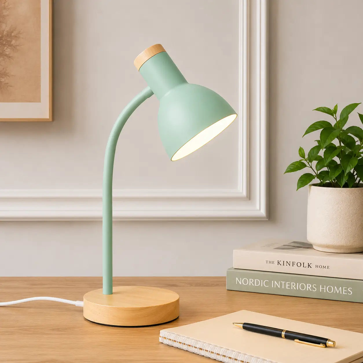 NordLume™ Schreibtischlampe – Verstellbare Tischlampe mit Holzfuß