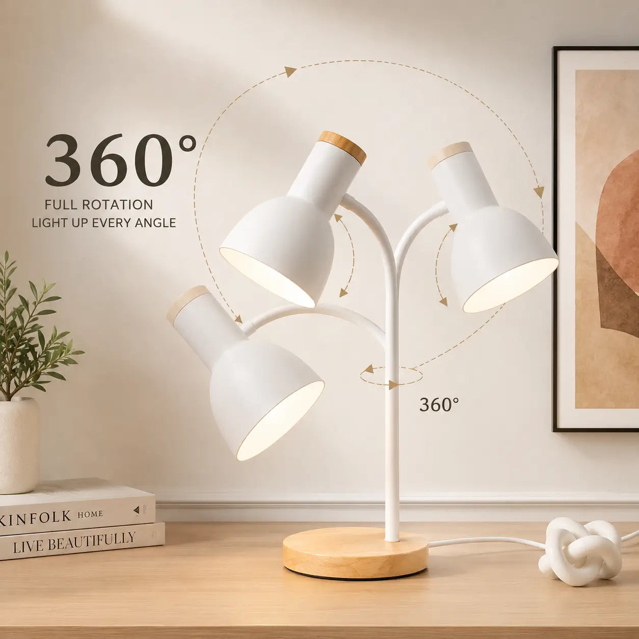 NordLume™ Schreibtischlampe – Verstellbare Tischlampe mit Holzfuß