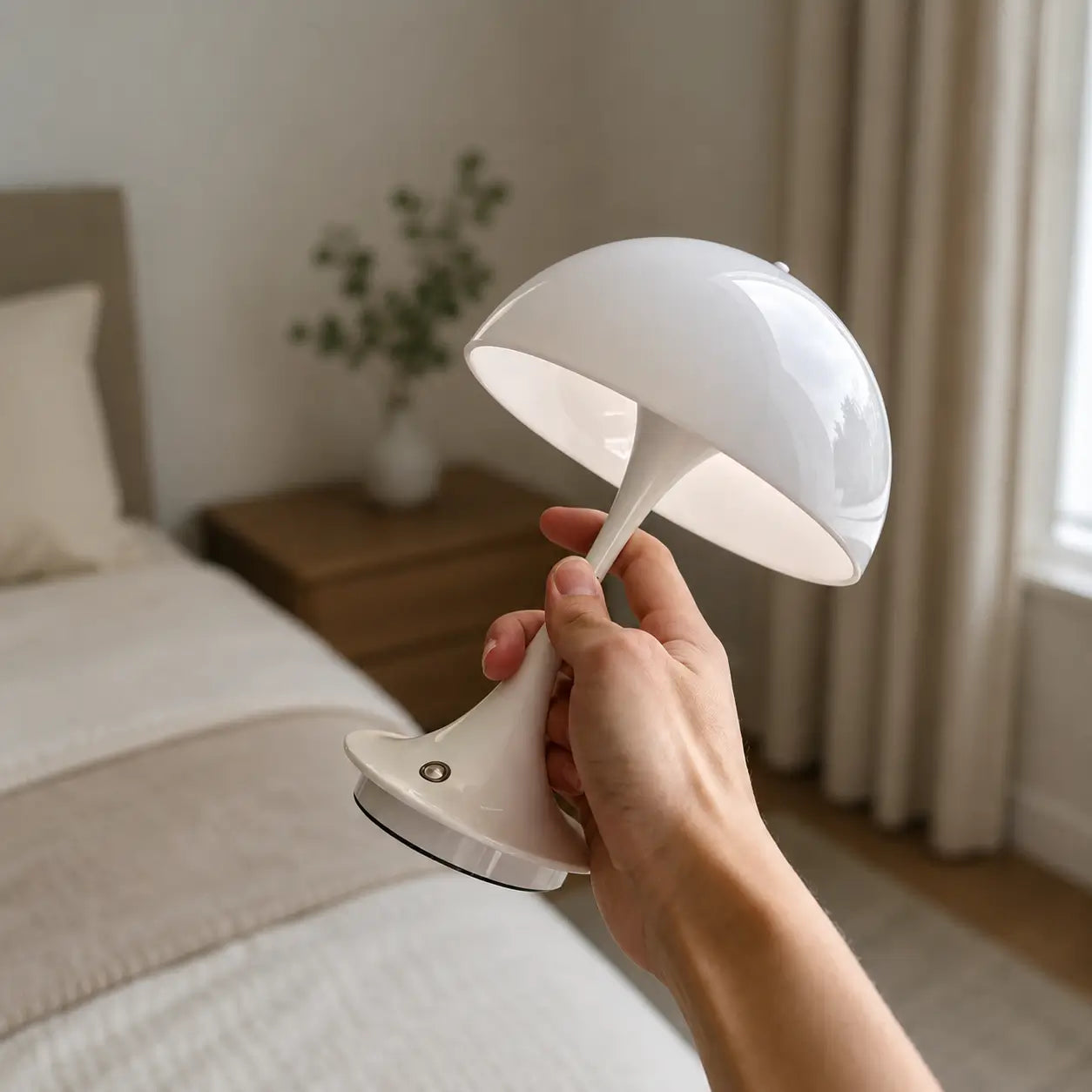 NordicGlow™ Kabellose Mushroom Tischlampe mit Touch-Dimmung