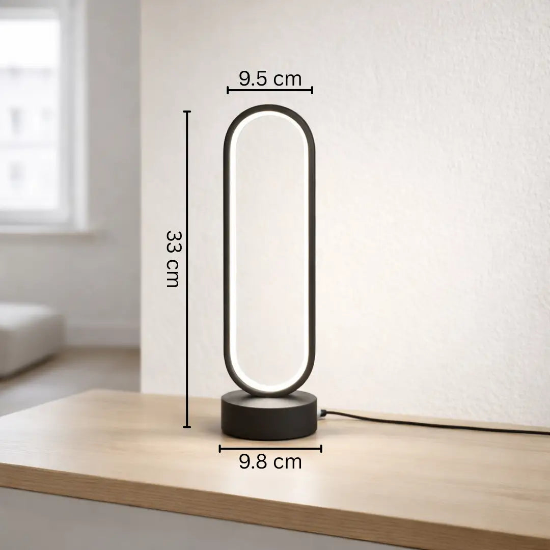 LED Ring Tischlampe – Minimalistische USB Nachttischlampe mit Dimmfunktion